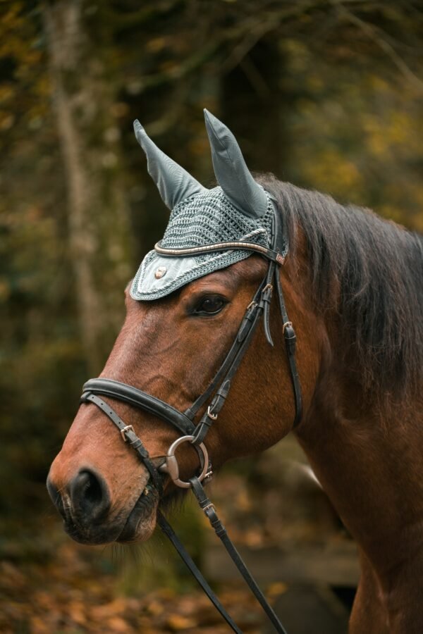 Black Full-Sized USG Horseback Riding Bonnet Fly Veil - Image 3