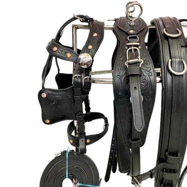 Anatomic Leather Driving harness for single horse cart-BLack
