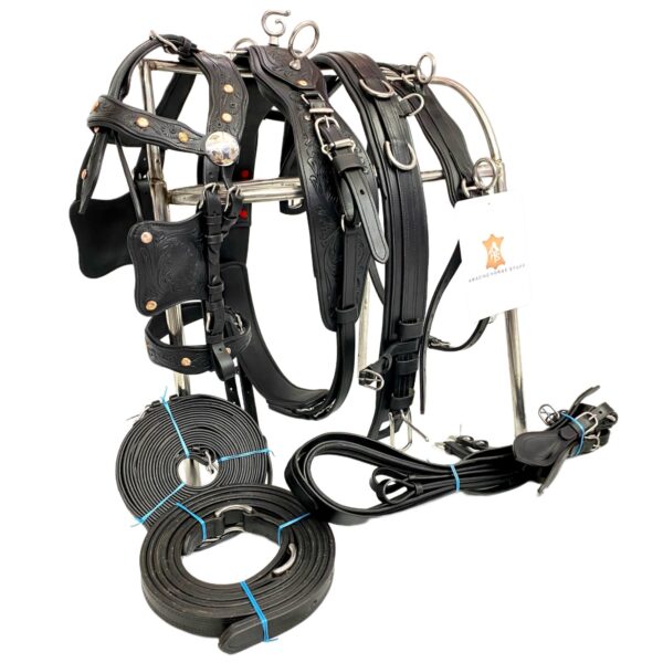 Anatomic Leather Driving harness for single horse cart-BLack