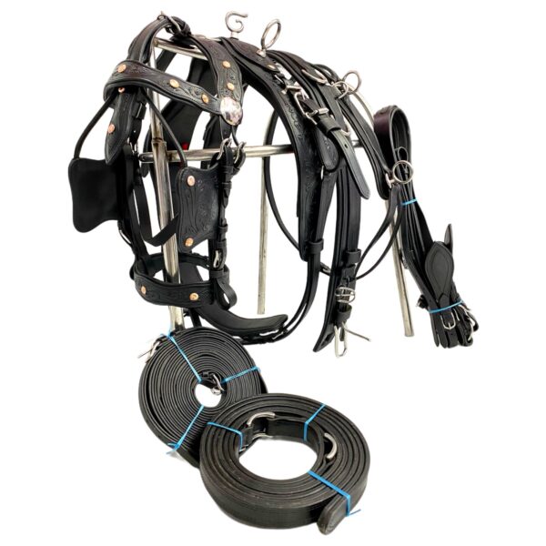 Anatomic Leather Driving harness for single horse cart-BLack