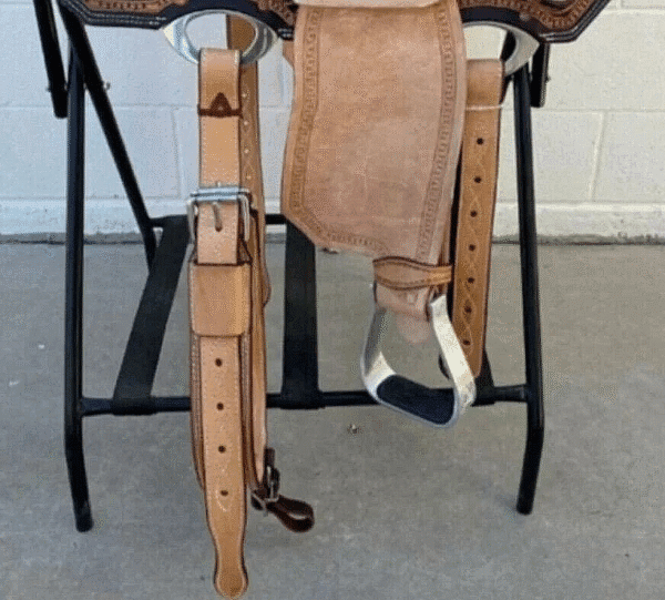 Western Leather Horse Barrel Saddle Suede Seat Floral Tooled
